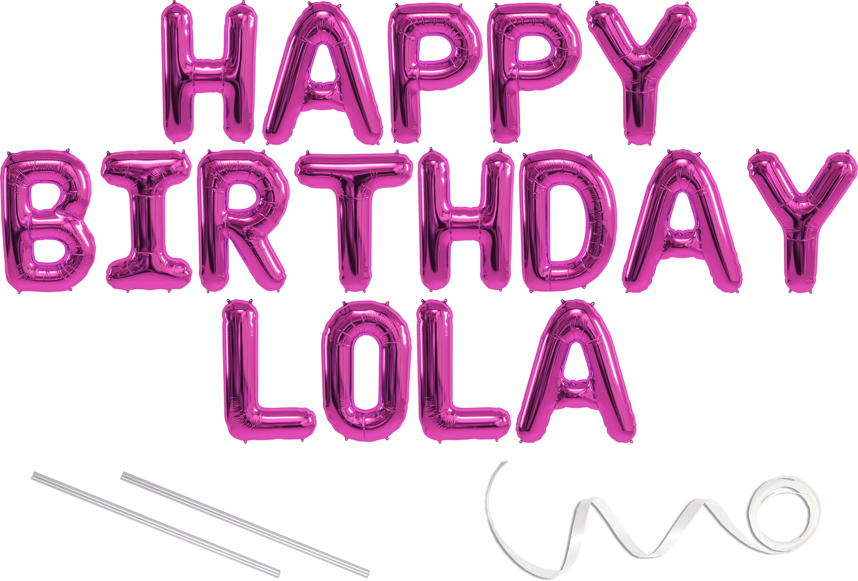 lola happy birthday mylar balloon banner pink 16 inch letters