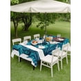 thumbnail image 4 of Outdoor Tablecloth with Umbrella Hole for Patio/Picnic/Party/Camping, Blue Teal Botanical Waterproof Table Cloth Rectangle Table Cover Washable, Maple Leaf Vintage Wooden (60"x 84"), 4 of 8