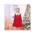 thumbnail image 2 of Vestido de Niña Rojo Blanco Cuello Diario Casual Uniforme Escolar Manga Larga 6 Años, 2 of 8