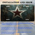 thumbnail image 3 of 1 Pcs 2D Flat License Plate Covers & Frames, Star on Weathered For Decorative Front, Waterproof For Decoration Aluminum License Plate Covers & Frames Cover For Men Women, 12" X 6", 3 of 7