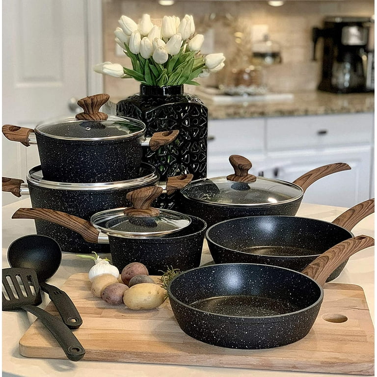 MF Studio 12 Piece Nonstick Cookware Sets Dishwasher Safe - Induction Kitchen Cooking Pots and Pans Set