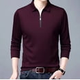 thumbnail image 2 of Bibifish Mens Polo Shirts Plain Solid Long Sleeve Zip Lapel Collar Solid Black Shirts Fall Travel Wear Tops, 2 of 7