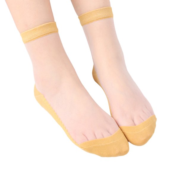 Women Basic Crystal Silk Socks Solid Color Sheer Ankle Socks