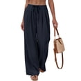 thumbnail image 2 of Fantaslook Wide Leg Pants for Women High Waisted Drawstring Pleated Trousers Pants Summer Casual Work Pants with Pockets, 2 of 8