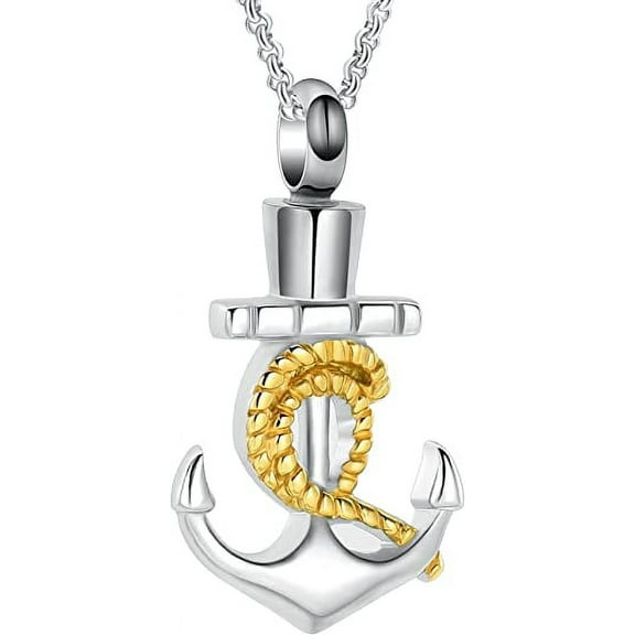 Cremation Jewelry Anchor Urn Necklace for Human Ashes for Men Women Cremation Urn Jewelry Memorial Keepsake Ashes Pendant Jewelry