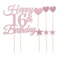 thumbnail image 4 of LOLIPPYY 1 Set 16th Birthday Cake Toppers with Glitter Heart and Star Picks for Anniversary, Party, and Celebration Decor, 4 of 7