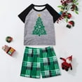 thumbnail image 4 of Penkiiy Matching Family Pajamas Christmas Pajamas for Family Xmas Matching Sets Short Sleeve Shirts and Plaid Shorts Santa Christmas Tree Sleepwear Two-piece Sets Green 9-10 Years, 4 of 4