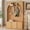 Natural + MDF + Primary Living Space, variant on Luckynote Farmhouse All-in-One Hall Tree with Adjustable Shelves, Retro Arched Entryway Storage Bench with 3 Cabinets, Wooden Coat Rack Organizer with 4 Golden Hooks for Mudroom, Hallway, Walnut