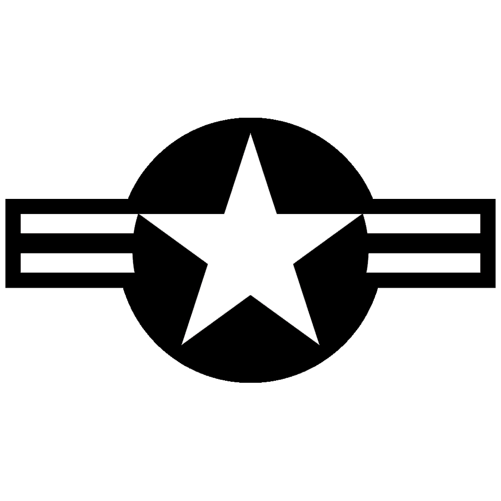 Roundel Of The USA Military Symbol Decal Sticker 7.5Inches By 4Inches Black Vinyl USAF