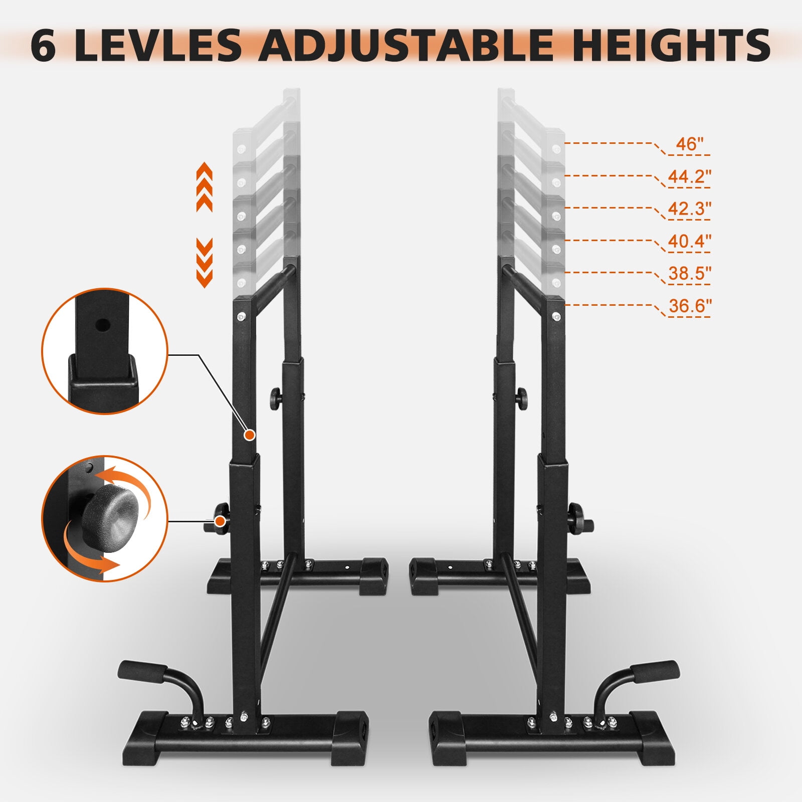Exercise Equipment Dip Bar Station Set, 6 Level Adjustable Pull Up Bars, 1200lbs Heave Duty Parallettes Bars, Dip Station for Full Body Workout Fitness,Home Gym Equipment