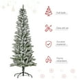 thumbnail image 4 of Christmas Tree HOMCOM 6ft Unlit Snow-Flocked Slim Pine Artificial Christmas Tree with Realistic Branches and 394 Tips,Flocked Christmas Tree, 4 of 8