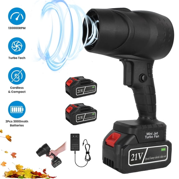 Leaf Blower Electric Cordless Leaf Blower with 2 x 3Ah Batteries and Charger Lightweight Leaf Vacuum for Lawn Patio & Dust Cleaning Black