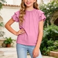 thumbnail image 2 of Akiihool T-Shirts pour Adolescentes T-Shirts à Manches Courtes pour Filles T-Shirts pour Enfants d'Été à Col Rond Hauts T-Shirts Basiques (Rose, 7-8 Ans), 2 of 4