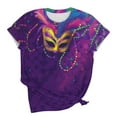 thumbnail image 6 of Fewfanhot Shirts for Women Mardi Gras Shirts Carnival Parade Street Short Sleeve Mask Graphic Funny Top Tee, 6 of 6