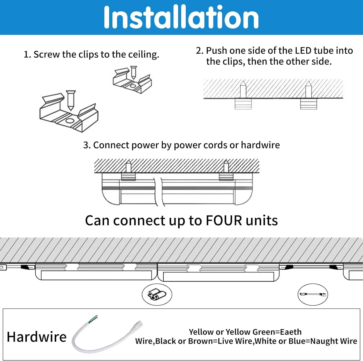Led Shop Lights 4FT 4 Packs, 75W 9500LM 5000K, Linkable 4ft Led Shop Light, Super Bright 4 Foot Led Shop Lights for Workshop, V Shape 4 ft Led Light Fixture, 4 Row Led Tube Lights
