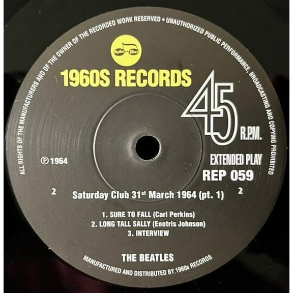 The Beatles Saturday Club 31st March 1964 (Pt. 1) (Vinyl Record) 7" EP