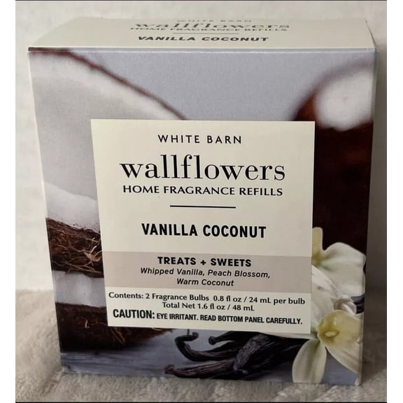 Bath  Body Works Vanilla Coconut Wallflowers Home Fragrance Refills, 2-Pack (1.6 fl oz total)
