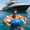 thumbnail image 6 of Inflatable USA Flag Pool Floats, 35.4 Inch Thickened Anti-Rollover Red White Blue Swim Rings, Patriotic Floaties for Pool, Lake, Beach & Summer Party, 6 of 7