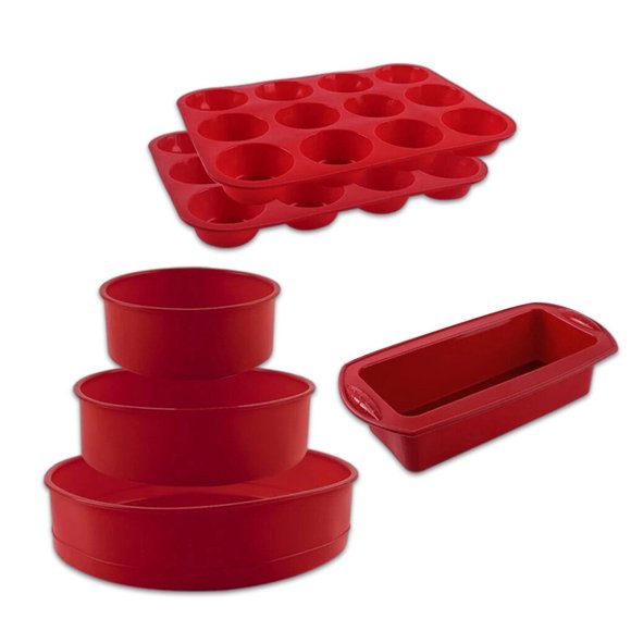 Silicone Cake Mold Round Baking Oven Microwave Heat Resistant Bakeware DIY Mould Bread Baking for Chocolate Birthday Wedding 6pcs/set Mold