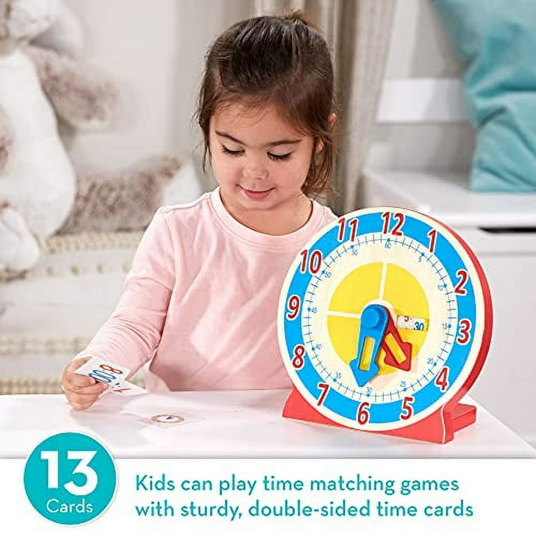 Melissa Doug Turn Tell Wooden Clock Educational Toy With 12 Reversible Time Cards