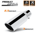 thumbnail image 4 of M-AUTO 2.5"Inlet 3"Outlet Stainless Steel Exhaust Muffler Straight-Through Round Diagonal Cut Chrome Roll Tip,8.5"Length, 4 of 10