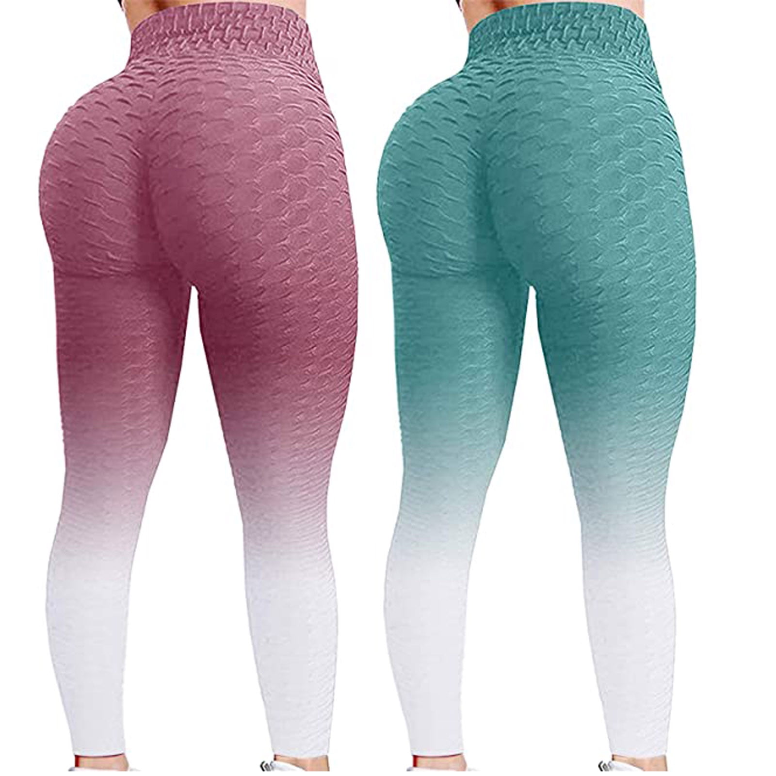 Bigersell Ripped High Waist Yoga Pants for Women Yoga Full Length Pants 2PC  Women's Bubble Hip Lifting Exercise Fitness Running High Waist Yoga Pants  Pant Leggings for Ladies 