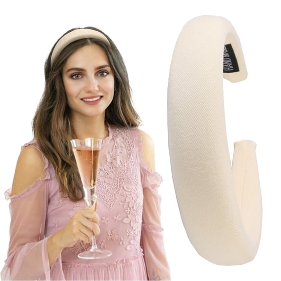 CXHEGBEJ Satin Headbands For Women Wide Hairband Hair Hoop Non Slip Fashion Headwear Hair Accessories Plain Color DIY White