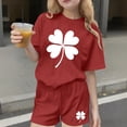 thumbnail image 2 of Vestido de manga corta para niños Día de San Patricio impreso conjunto de dos piezas niñas casual cuello redondo blusa y pantalones cortos, 2 of 6