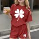 thumbnail image 2 of Vestido de manga corta para niños Día de San Patricio impreso conjunto de dos piezas niñas casual cuello redondo blusa y pantalones cortos, 2 of 6