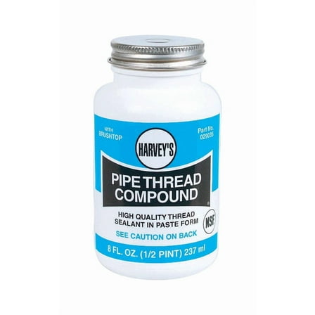 Oatey 029035 Pipe Thread Compound, 8 oz, Brushtop Plastic Jar, Gray, Liquid Paste
