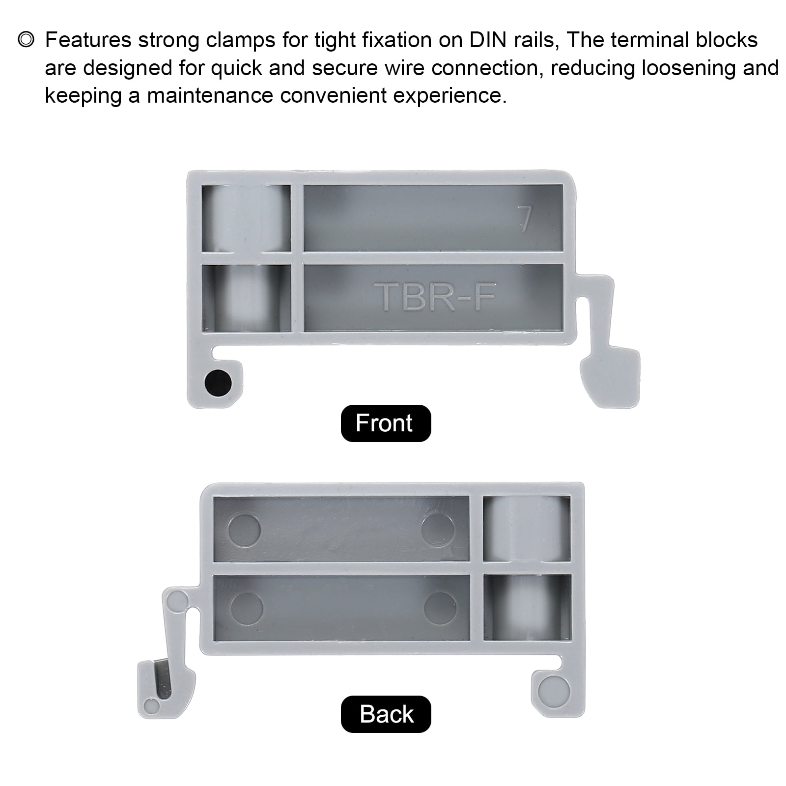 Uxcell Terminal Blocks 80 Pack TBR-F Rail Mount Fuse Holder Screw Terminal Block Wire End Bracket Stopper Din Rail Screw for DIY Electronic Circuits Machine Appliances, Gray