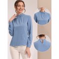 thumbnail image 2 of Blusa elegante de manga larga para oficina y trabajo con cuello levantado para mujer Gris Azulado XS, 2 of 4