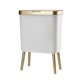 thumbnail image 1 of Plastic Garbage Can, 4 Gal Gold Trash Bin with Push Button, Narrow White Waste Basket for Bedroom, Bathroom, Living Room,Office, 1 of 5