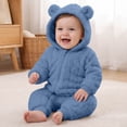 thumbnail image 6 of HAOTAGS Boys Girls Jumpsuits, Hooded Onesie Fleece Winter Warm Romper with Bear Ears, 6 of 9