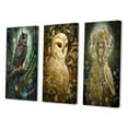 thumbnail image 3 of Designart "Wise Owl Portrait in the Forest" Animals Owl Wall Art Set Of 3 - Owl Brown Canvas Set For Living Room Decor, 3 of 6