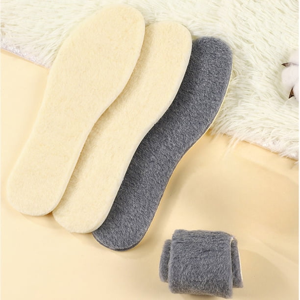 Plantillas térmicas de lana con ventilación de ventilación - Cojín cálido de alta resistencia para botas de invierno y zapatillas de senderismo - Blanco/gris - 1 par