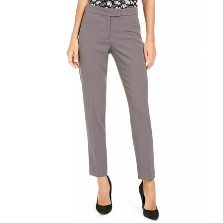 Anne Klein Women's Slim Fit Flat Front Pants Grey Size 2