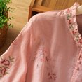 thumbnail image 5 of Fesfesfes Women's Embroidered Shirt Label-Collar 3/4 Loose Flowy Puffed Sleeves Lightweight Breathable Fabric for Casual Fall Summer Wear(Pink#3,2XL), 5 of 8
