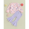thumbnail image 4 of Loicainy Baby Kids Little Girl 2Pcs Fall Outfits 6 12 24 Months 2T 3T 4T 5T Long Sleeve Floral Print Pullover Tops + Flare Pants Set Toddler Spring Clothes Set, 4 of 9