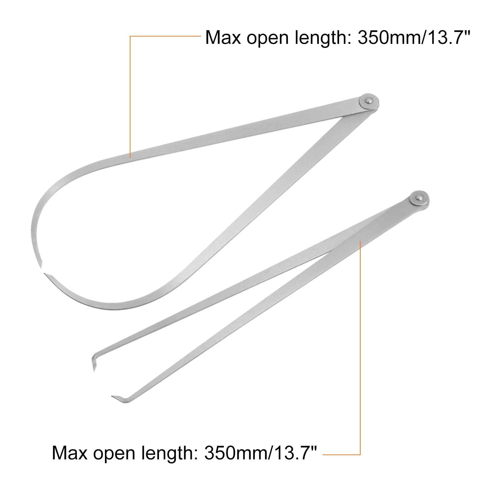 Uxcell 2pcs Firm Joint Inside/Outside Caliper 350mm 14 Inch Tool Steel Measurement Tool