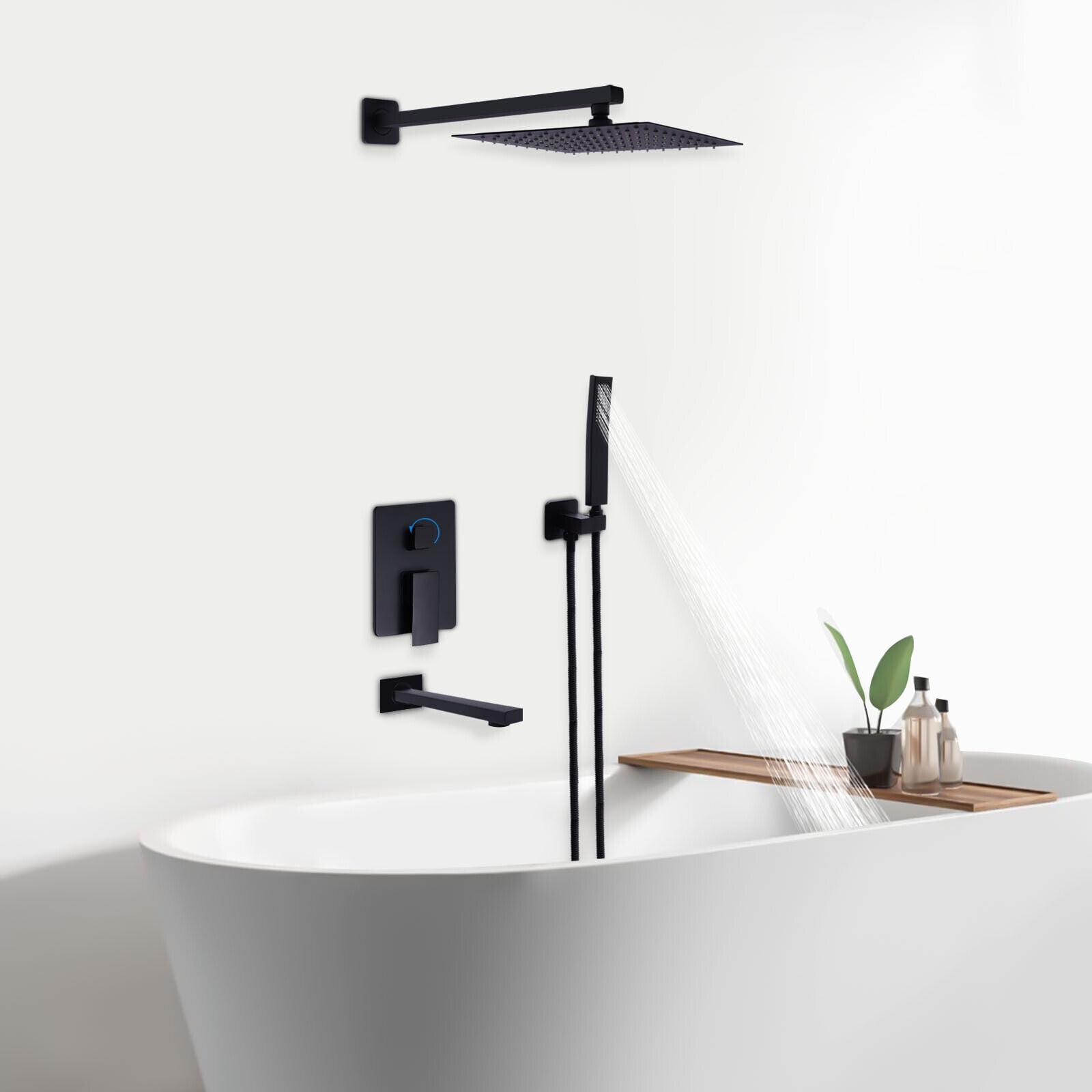 Bathroom Shower System Matte Black Handheld Shower Set Smart
