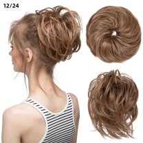 XmhyTop Textured Messy Updo Hair Bun, Adjustable Chignon Bun for Natural-Looking Style, Versatile Synthetic Hair Scrunchies for Women & Girls，Brown Blonde