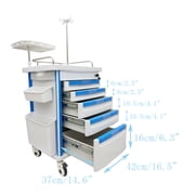 Medical Emergency Vehicle Mobile Anesthesia Cabinet Cart Medication ABS Storage Trolley with Drawer Infusion Stand and Wheels