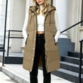 thumbnail image 5 of Jovrlynd Puffer Vest Women Hooded Zipper Button Long Quilted Vest Winter Coats with Pockets, S-2XL, 5 of 7
