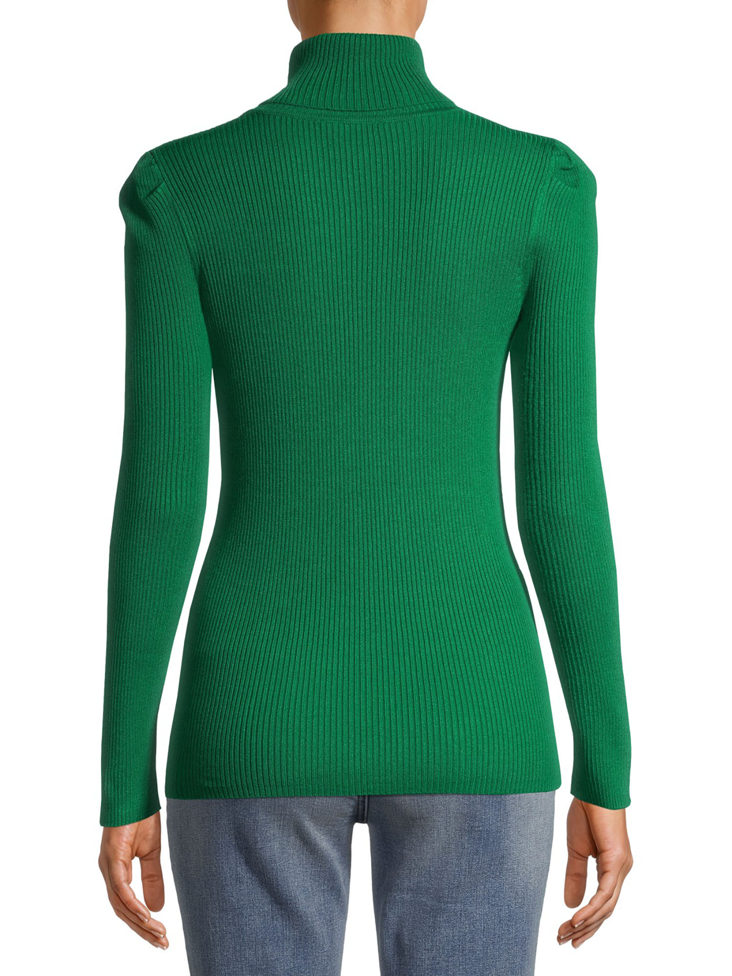 Time and Tru Women's Puff Shoulder Turtleneck Sweater - Walmart.com