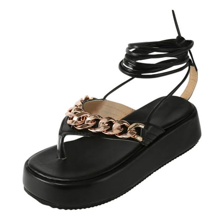 

simu Women s Sandals Comfortable Fashion Summer Women Sandals Thick Sole Thong Strap Style Comfortable Casual Flat Bottom Sandals Shoes Casual