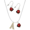 thumbnail image 1 of Delight Jewelry Goldtone Crystal Initial - A - Red Lucky Ladybug Necklace and Dangle Earrings Set, 1 of 6