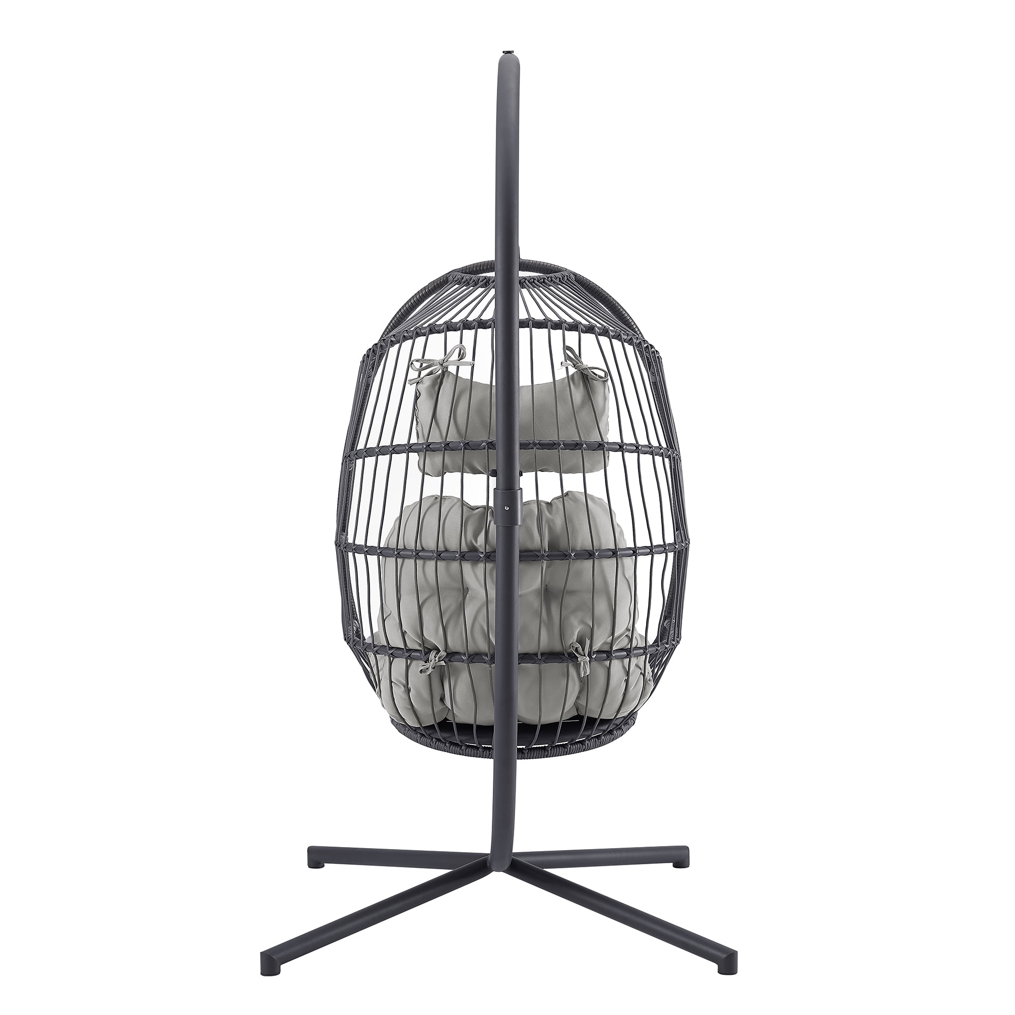 Walker Edison Boho Outdoor or Indoor Swing Egg Chair, Grey/Grey
