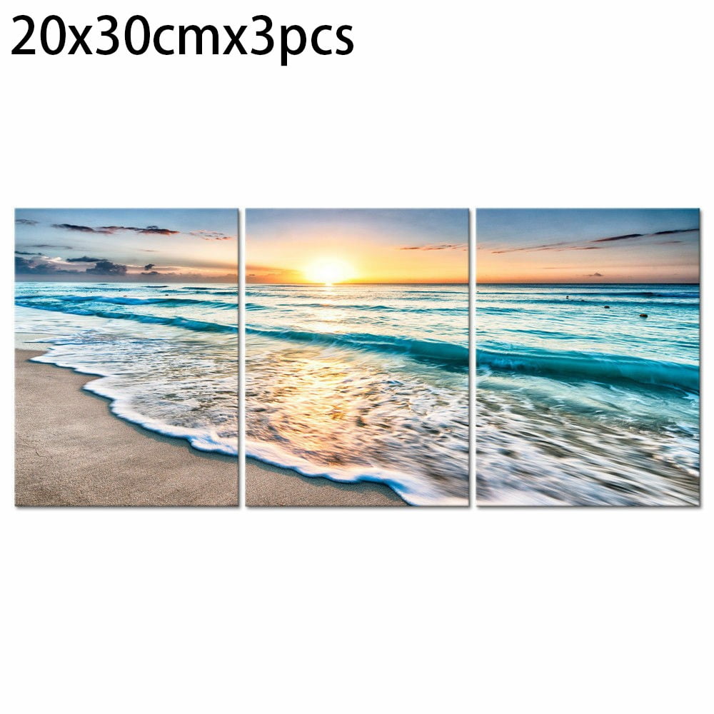 3 X Sea Beach Blue Bathroom Canvas Wall Art Picture Printed HomeDecor
