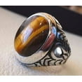 thumbnail image 2 of Tiger Eye Mans Ring, Natural Tiger Eye Ring, Birthstone Ring, Silver Jewelry, 925 Silver Ring, Birthday Gift, Heavy Mens Ring, Arabic Design, Ottoman Style Ring, Christmas, Turkey Mens Signet Ring, 2 of 3